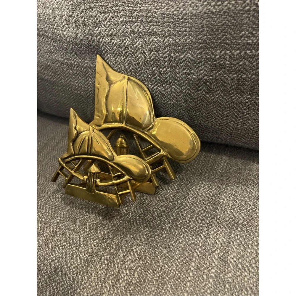 Brass Firefighter Mail Holder Tray Desk Art Helmets Ladders Hydrants